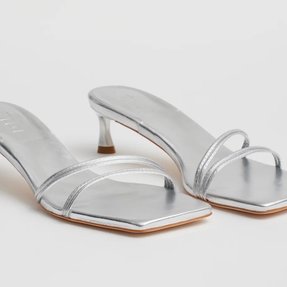 New with box, Tibi silver kitten heel mules - size 36.5 - Picture 4 of 5